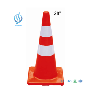 Cone de trânsito inflável laranja e branco para segurança rodoviária