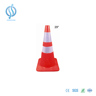 Cone de segurança vermelho de 720 mm com duas fitas refletoras